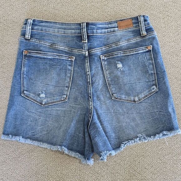 Judy Blue High Rise High Rise Cut Off Frayed Hem Denim Jean Shorts - Size Large - Picture 2 of 14